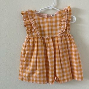 NWT! Oshkosh Orange and Pink Buffalo Plaid Baby Girl Dress Sz 12mo